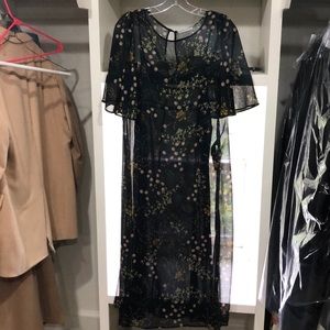 Zara black sheer floral midi dress